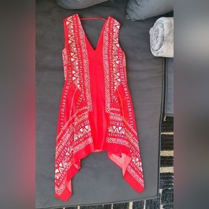 BCBGMAXAZRIA Red Sleeveless Mini with Flare Shift Dress Size XXS